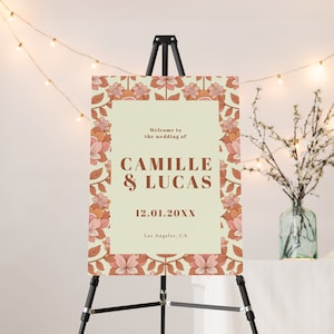 Retro Wedding Welcome sign, 70s inspired Wedding Welcome Sign, Colorful Wedding Welcome SignTemplate, Vintage Wedding Sign, Drink Menu | ZOA