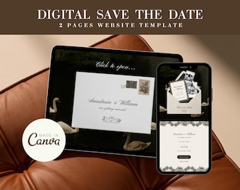 Digital Save the Date Website Template, Mobile Wedding Website, Canva Digital Invitation Template, Canva & Google Form, Wedding Website