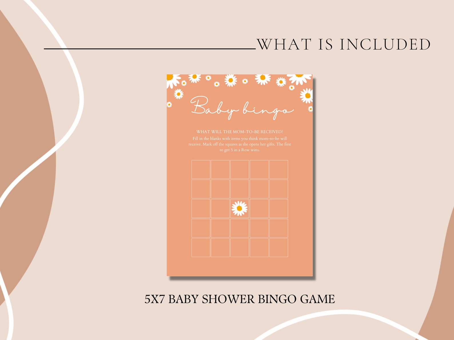Daisy Baby Shower Bingo Printable Baby Shower Bingo Template Etsy Canada