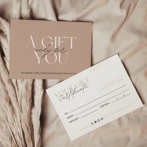 Plantilla de regalo, certificado de regalo minimalista, vale de regalo editable, tarjeta de regalo imprimible, cupón, vale de regalo de bricolaje / Lisa