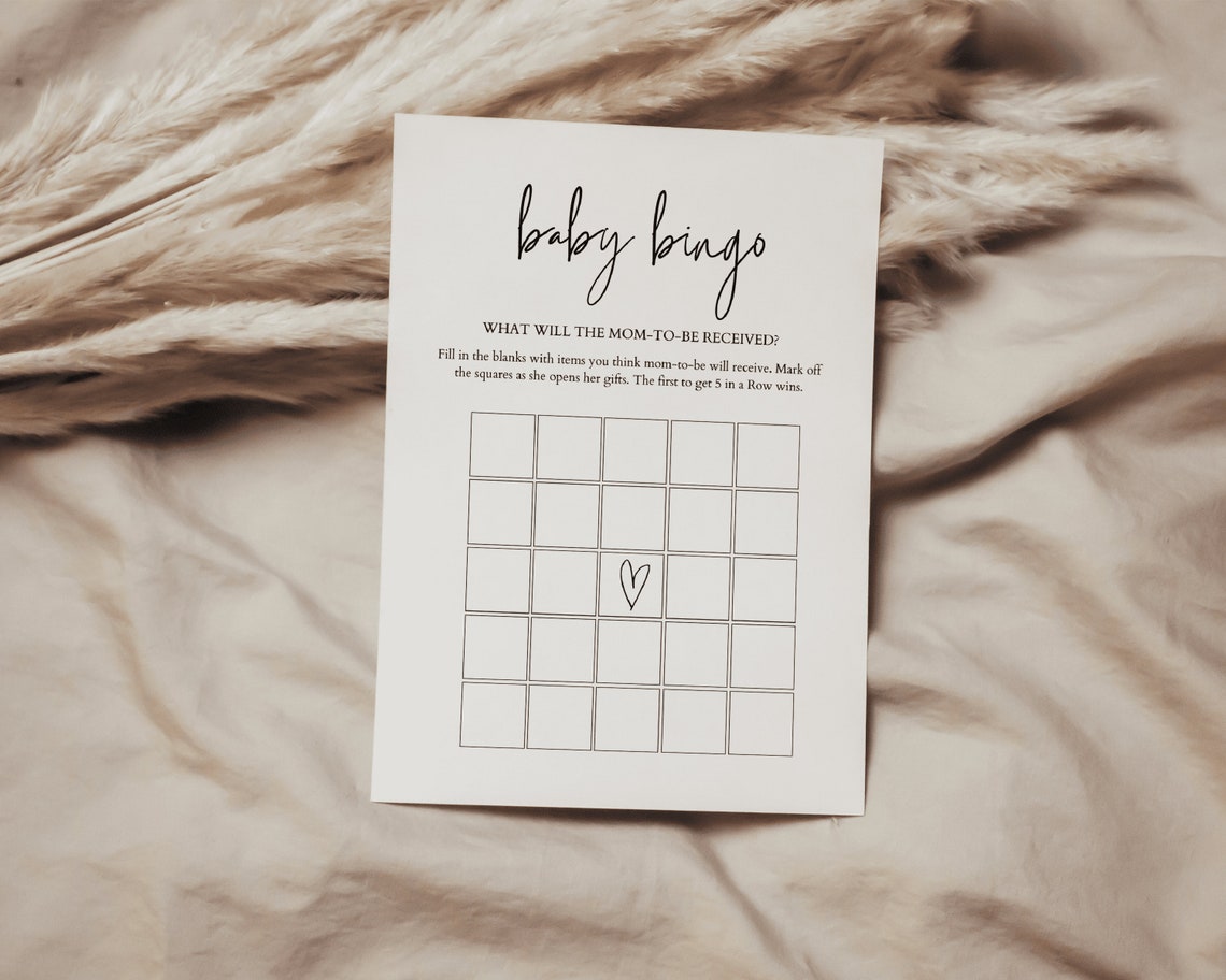 Baby Shower Bingo Printable Baby Shower Bingo Template Baby | Etsy