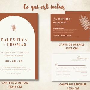 Terracotta wedding invitation, wedding invite, Terracotta wedding invite, Ark Invitation, floral invitation, RSVP card, details card, TERCH imagem 6