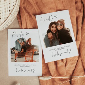 Carte de proposition de demoiselle d'honneur avec photo, Serez-vous ma demoiselle d'honneur, Carte de demoiselle d'honneur photo | CLARA