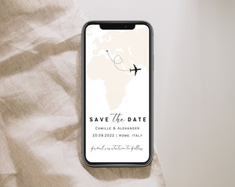 Save the Date Invitation, Destination Wedding Save the Date, Electronic Invitation, Destination wedding, Map Wedding Invitation | PARIS