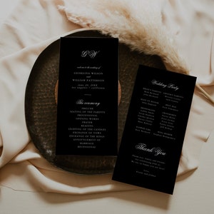 Wedding Program Template, Elegant Wedding Program, Script Wedding Program Template, Modern Program Template, Wedding Program Template | VIV