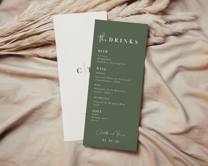 Sage Green Wedding Menu Template Dinner Menu Template Sage Etsy