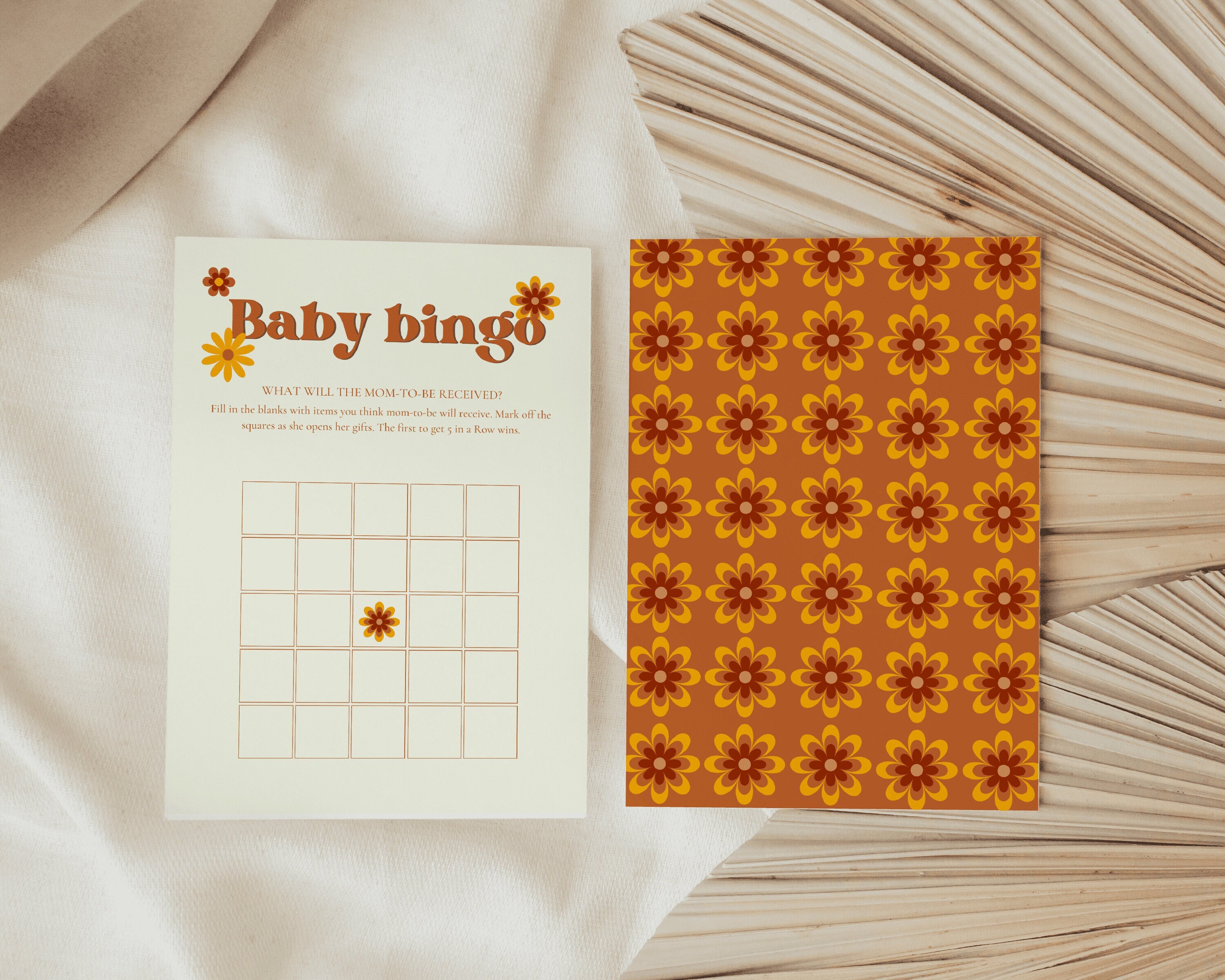 Baby Shower Bingo Printable Retro Baby Shower Bingo Template Etsy