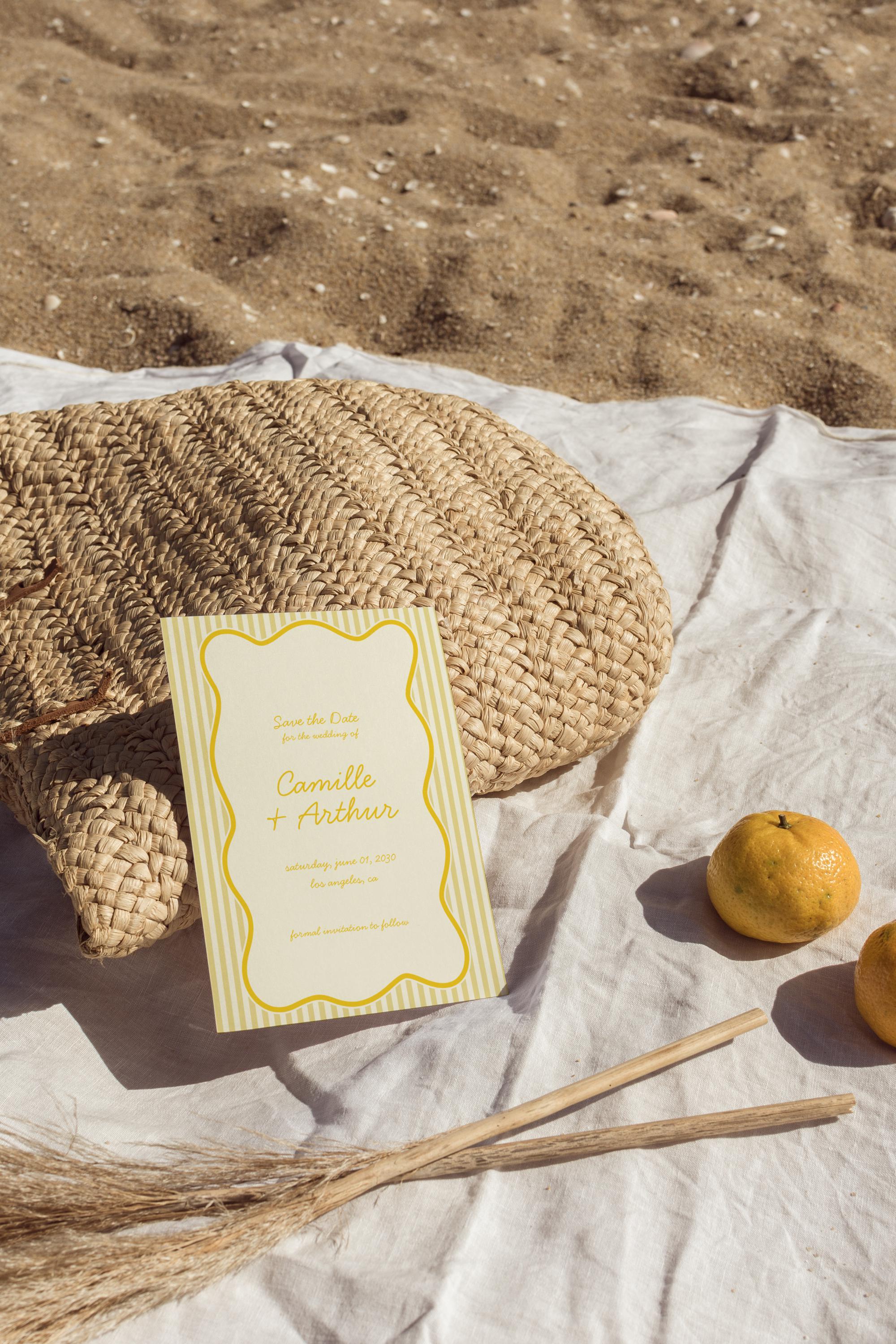 Yellow Save Modern Butter Yellow Save the Date, Butter Yellow Wedding Save the Date ...