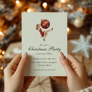 Modèle de carte de fête de Noël vintage imprimable, carte de Noël vintage, modèle de carte de Noël, carte Joyeuses Fêtes, carte Noël | FLO
