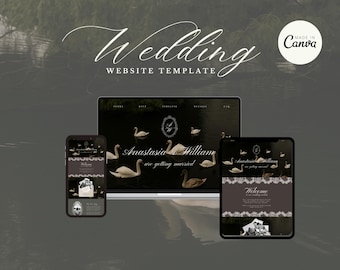 Site de Mariage Old Money, Modèle Canva Éditable, Template Élégant et Intemporel, Mariage Classique et Vintage, Site Web de Mariage One Page