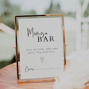 Momosa Bar Sign Template, Baby Shower Sign, Signature Drink Sign, Baby Shower Sign, Mimosa Bar Sign Template, Drink menu | LEA