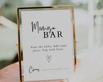 Plantilla de letrero para bar de mimosas, letrero para baby shower, letrero para bebida de autor, plantilla de letrero para bar de mimosas para boda | LEA