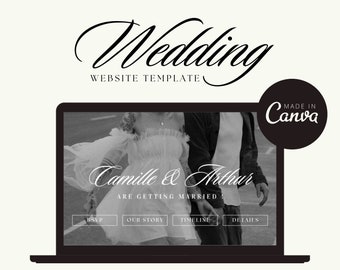 Wedding Website Template, Canva Wedding Website, Aesthetic Wedding Website , Save the date Minimal, Canva Template, Wedding Website