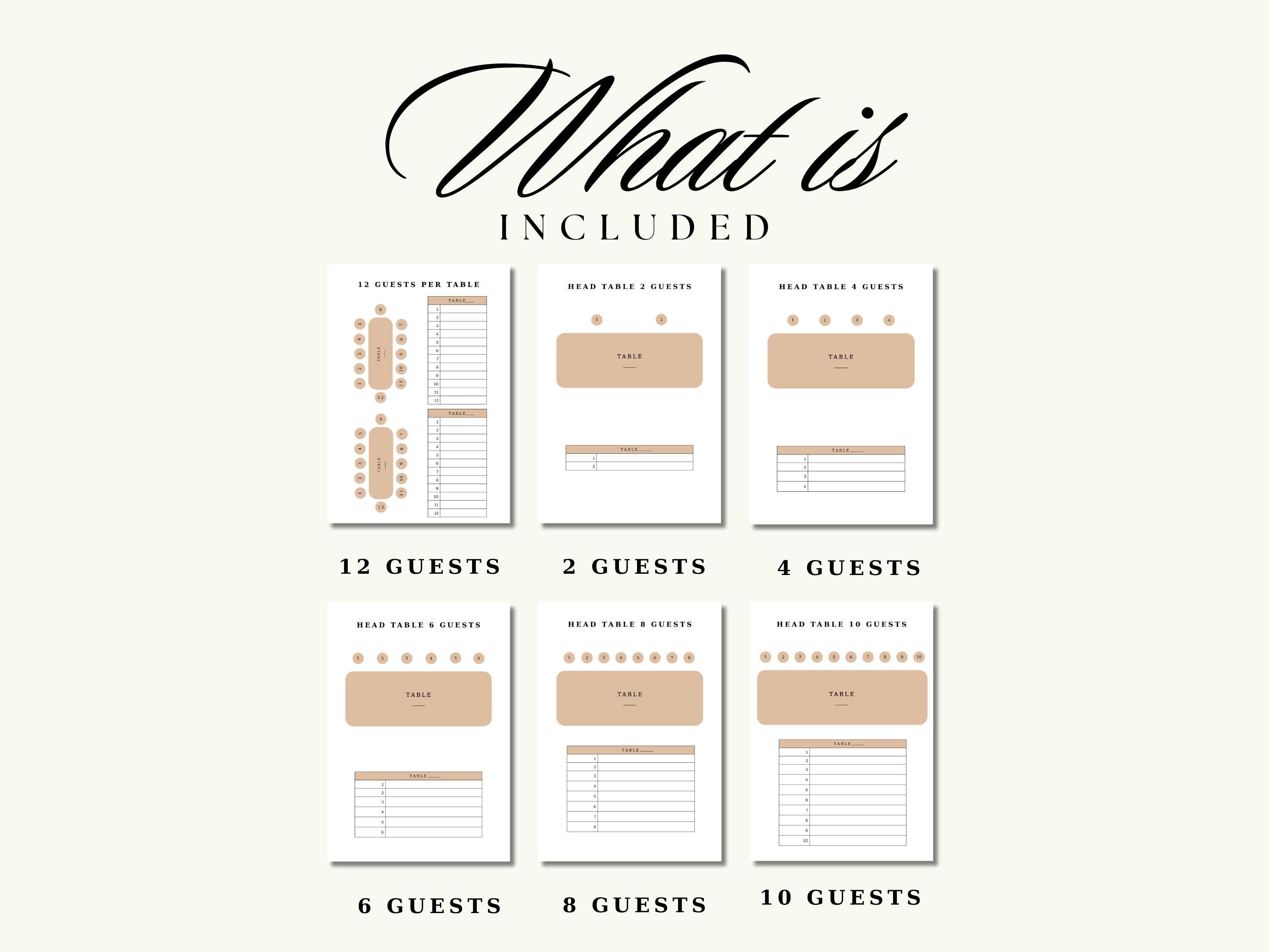 Printable Wedding Table Seating Chart Template, Event Table Seating ...