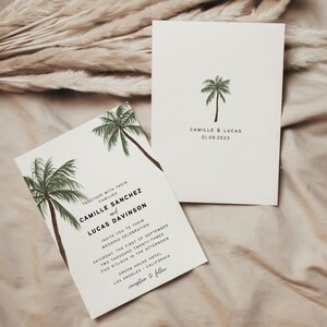 Destination Wedding Invitation, Palm Tree Wedding Invitation Template ...