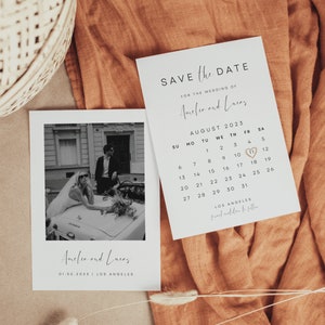 Kalender-Save-the-Date-Vorlage, minimalistisches Save-the-Date mit Foto, Save-Our-Date-Karte, bearbeitbare Vorlage, Save-the-Date | CLARA