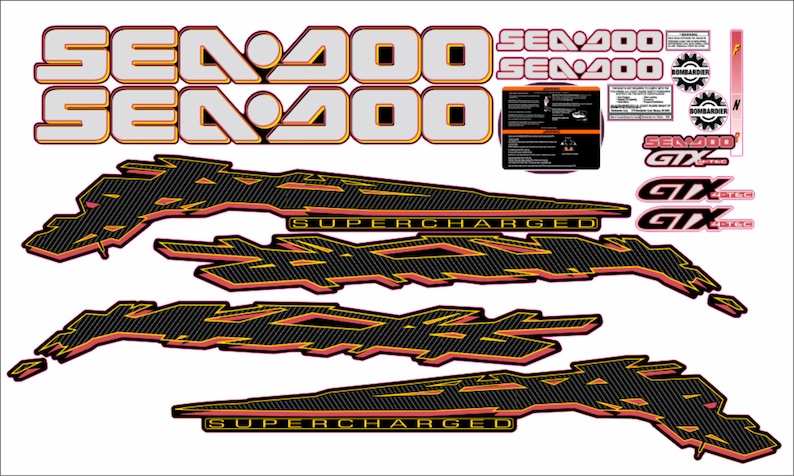 SEADOO GTX 2003 グラフィック / デカール / ステッカーキット レッド 画像 2