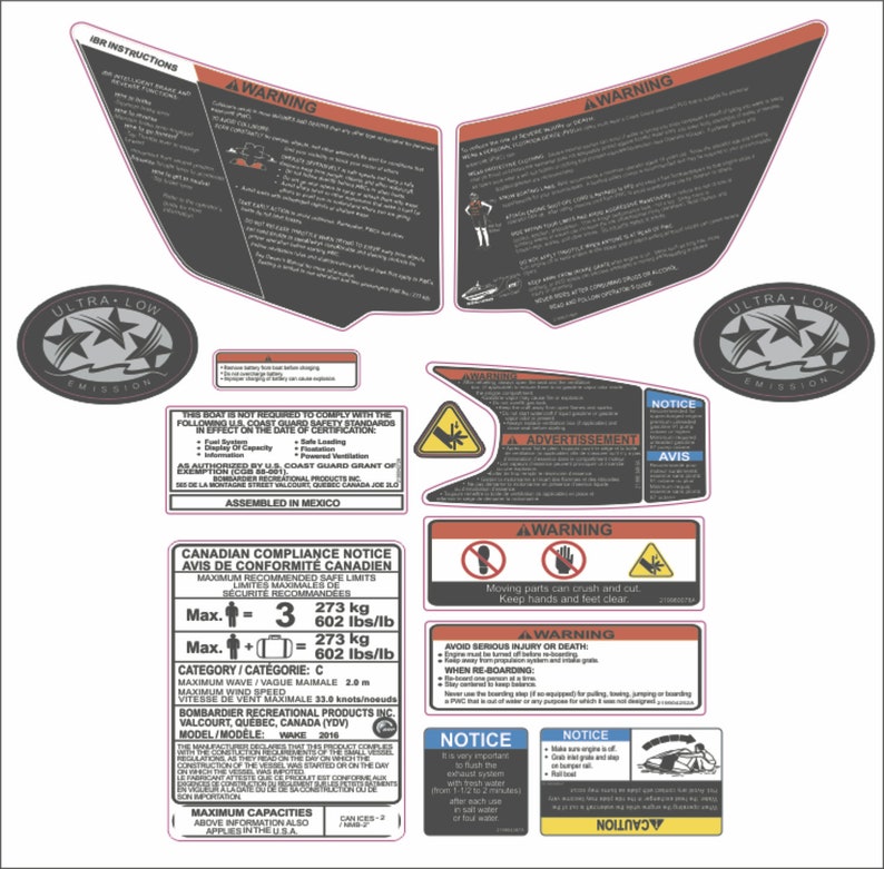 SEADOO RXT X 260 2015 Graphics / Decal / Sticker Kit Yellow image 2