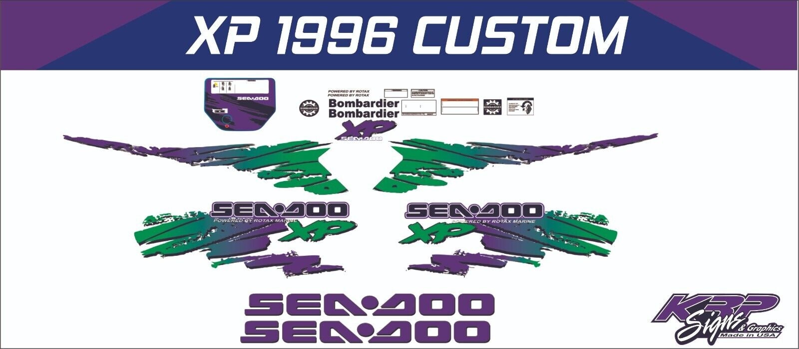 SEADOO XP 1996 Graphics / Decal / Sticker Kit CUSTOM Purple