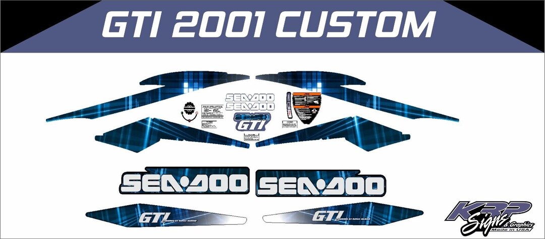 SEADOO GTI 2001 Graphics / Decal / Sticker Kit CUSTOM Blue - Etsy