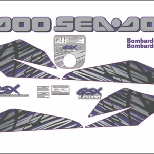SEADOO GSX 1997 Graphics / Decal / Sticker Kit DARK Blue image 2