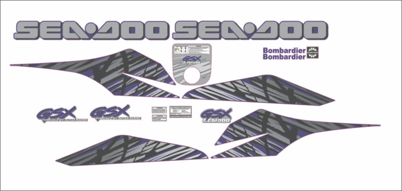 SEADOO GSX 1997 Graphics / Decal / Sticker Kit DARK Blue image 2