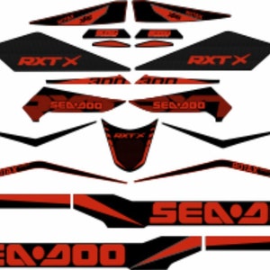 SEADOO RXT X 300 2018 Graphics / Decal / Sticker Kit Black & Red