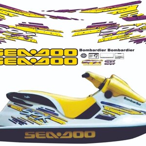 SEADOO SPX 1998 Graphics / Decal / Sticker Kit YELLOW & Purple image 1