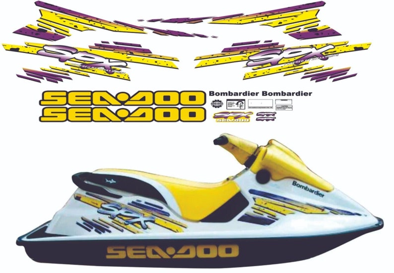SEADOO SPX 1998 Graphics / Decal / Sticker Kit YELLOW & Purple image 1