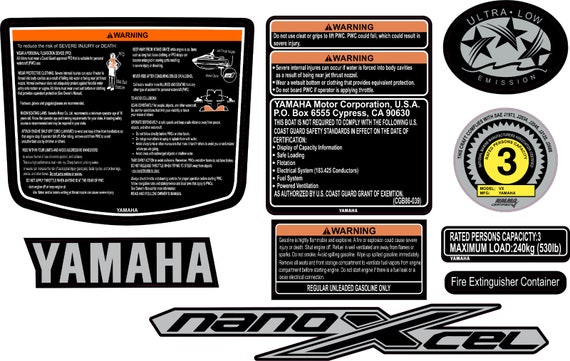 YAMAHA WAVERUNNER VX 2016-2018 Graphics / Decal Warning / Sticker