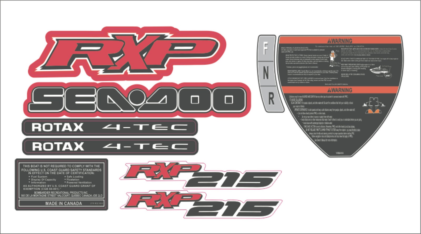 SEADOO RXP 215 2007 Graphics / Decal / Sticker Kit RED - Etsy