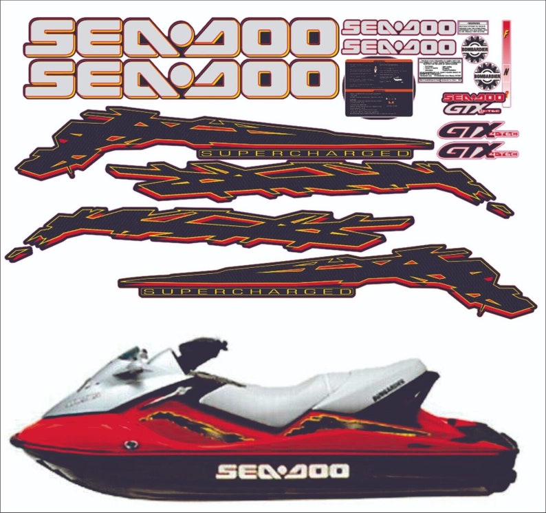 SEADOO GTX 2003 グラフィック / デカール / ステッカーキット レッド 画像 1