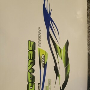 Seadoo GTX 1997 Graphics Decal Sticker Kit – Green – Made In USA
