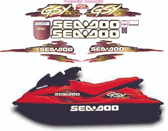 SEADOO GSX 1999 LIMITED Graphics / Decal / Sticker Kit Custom Red 