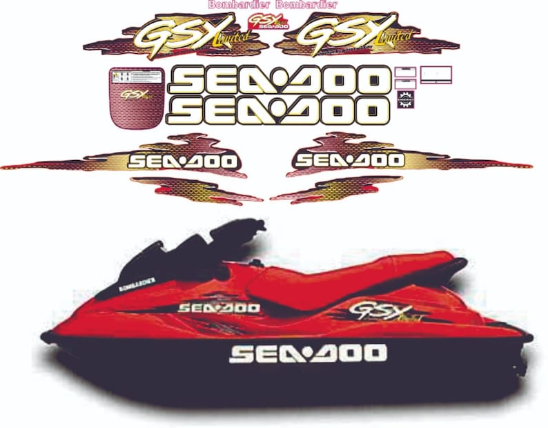 SEADOO GSX 1999 LIMITED Graphics / Decal / Sticker Kit Custom Red - Etsy