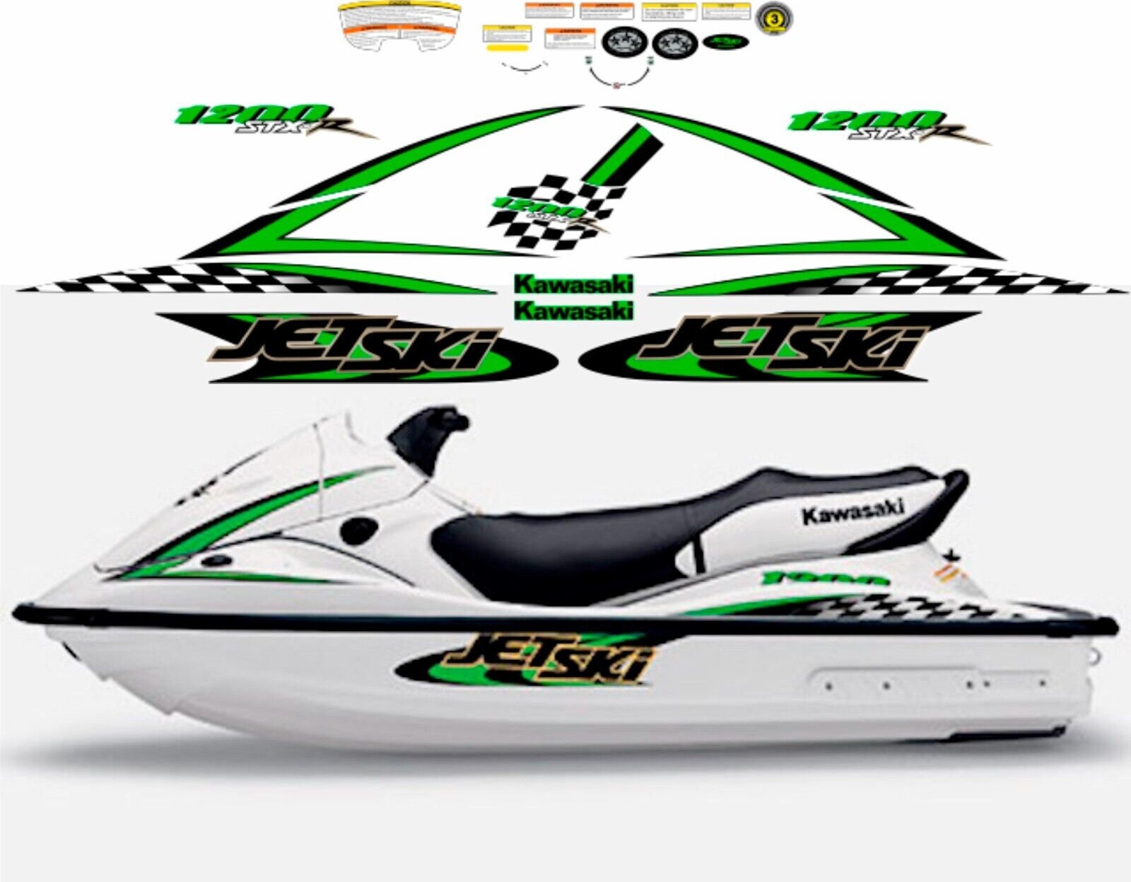 KAWASAKI STX 1200 2002 Graphics / Decal / Sticker Kit GREEN