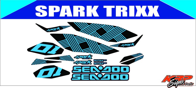 SEADOO SPARK TRIXX Light Blue Graphics / Decal / Sticker Kit image 1