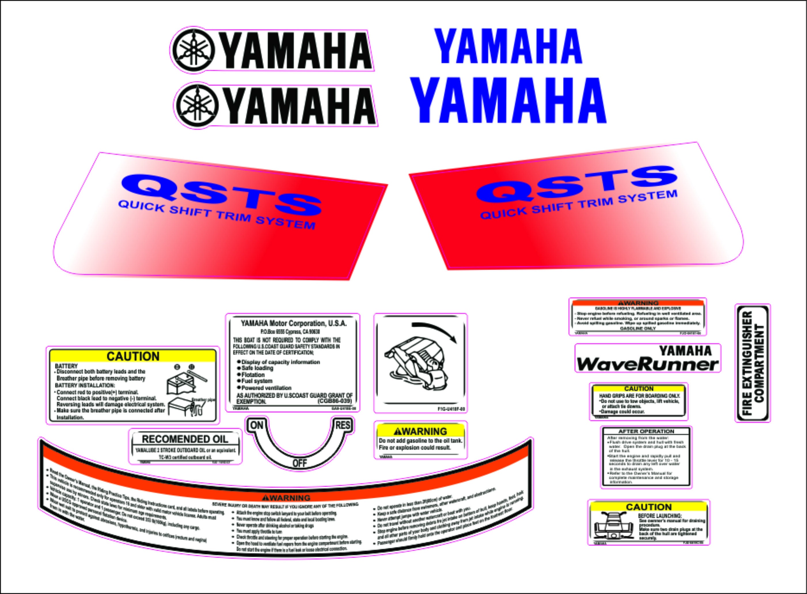 Yamaha Waveraider 1994 Graphics / Decal / Sticker Kit - Etsy
