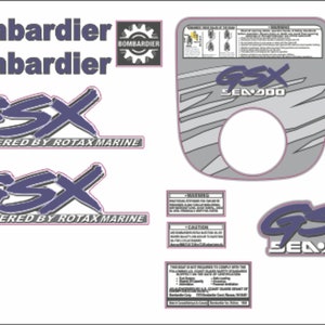SEADOO GSX 1997 Graphics / Decal / Sticker Kit DARK Blue image 3