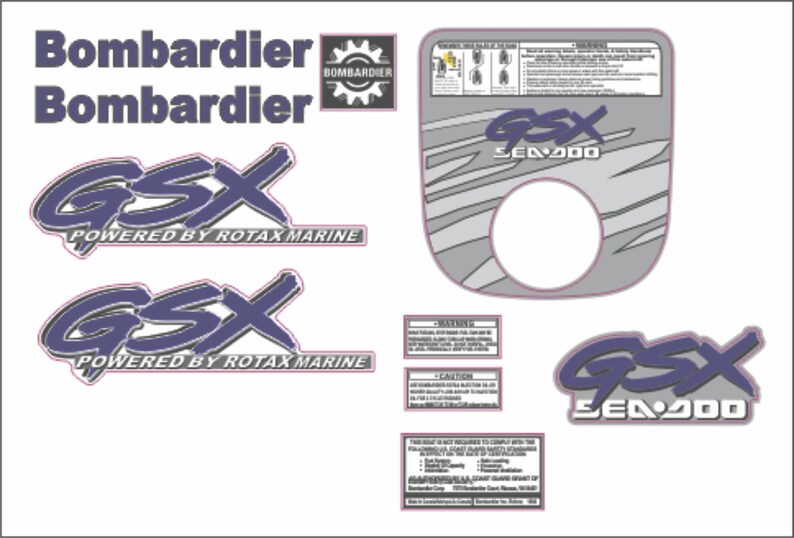 SEADOO GSX 1997 Graphics / Decal / Sticker Kit DARK Blue image 3