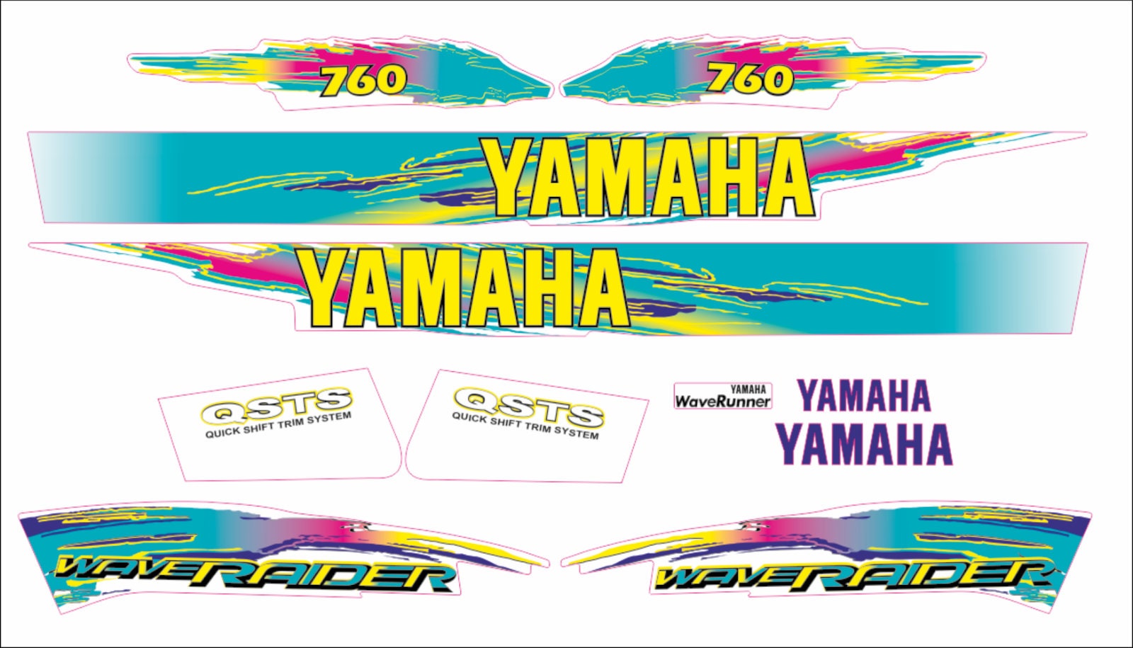 ROYCEさん専用✴︎ビンテージサーフボードブランド　ステッカーコレクション✴︎ YAMAHA WAVERAIDER 1996 760 Graphics / Decal / Sticker Kit - Etsy