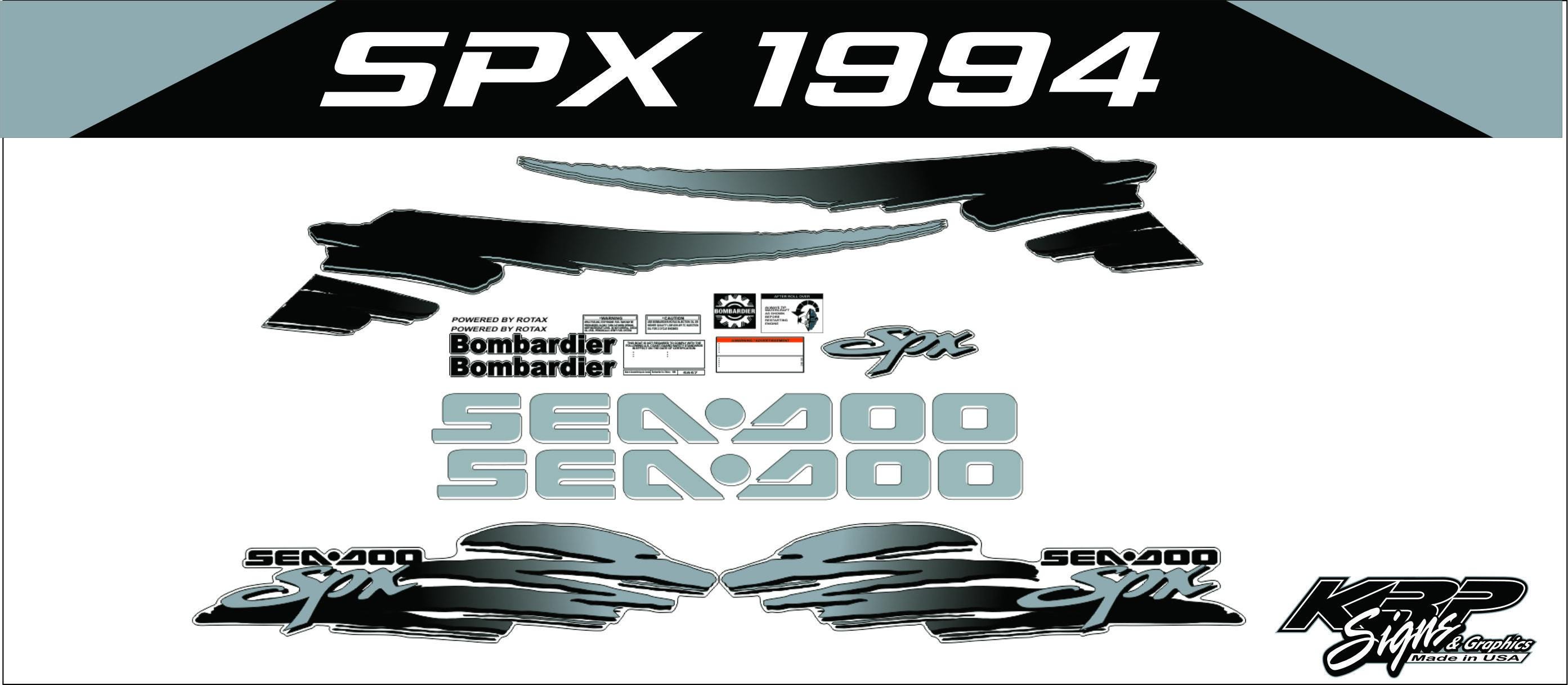 Seadoo SPX 1994 Black, White & Grey Graphics / Decal / Sticker Kit - Etsy