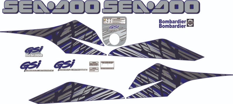 Kit de gráficos/calcomanías/pegatinas SEADOO GSI 1997 Azul OSCURO Personalizado imagen 1
