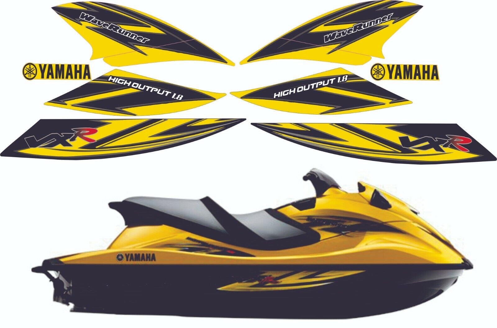 YAMAHA RollBahn YF-8 イエロー 新品未使用 YAMAHA WAVERUNNER VXR Ho 2013 Yellow Graphics / Decal / Sticker