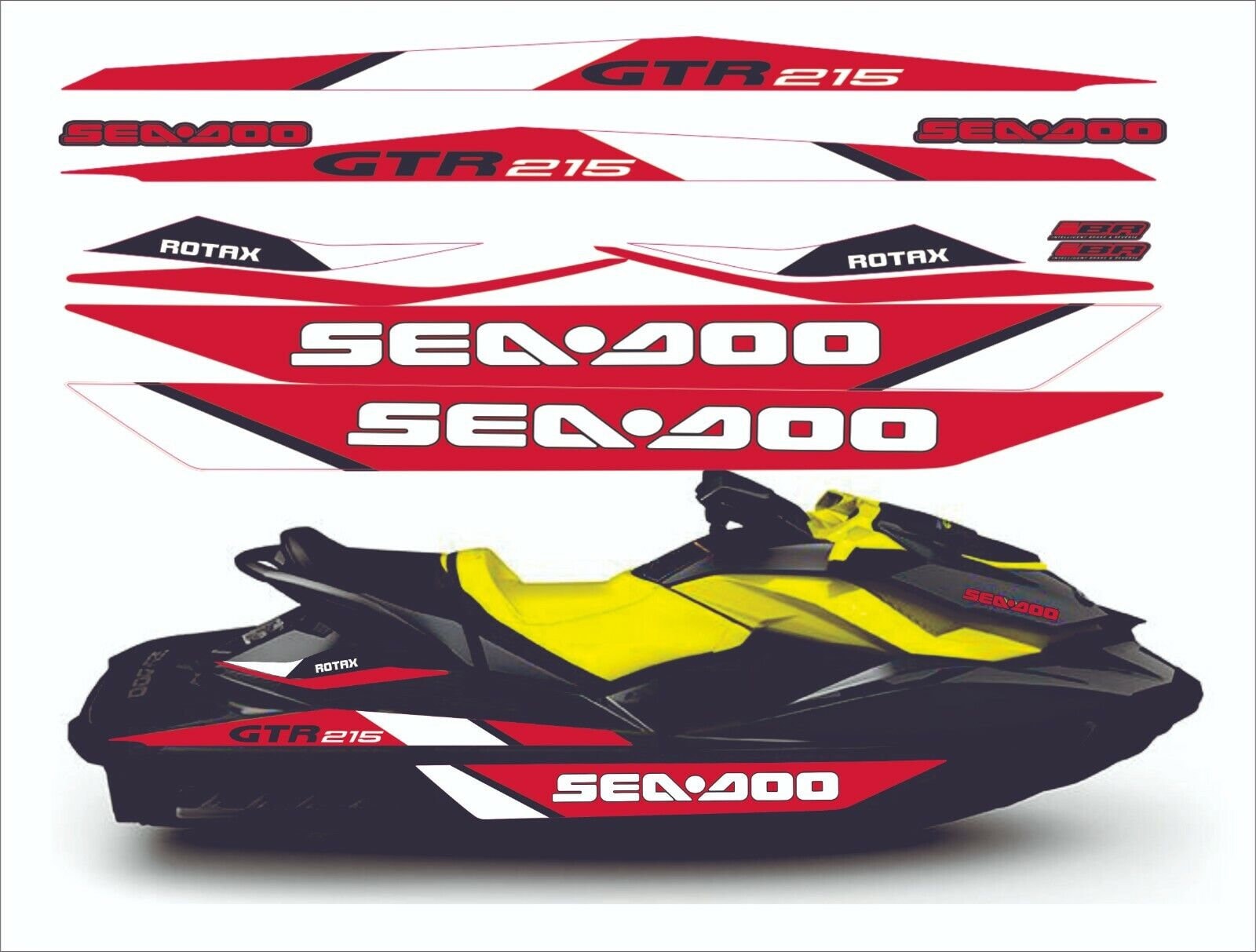 SEADOO GTR 215 2015-16 Graphics / Decal / Sticker Kit Red / White SEADOO GTR 215 2015-16 Graphics / Decal / Sticker Kit Red / White