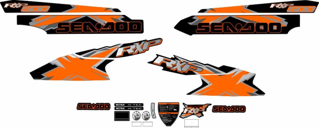 SEADOO RXP X 500 2008 Graphics / Decal / Sticker Kit Custom Black ...