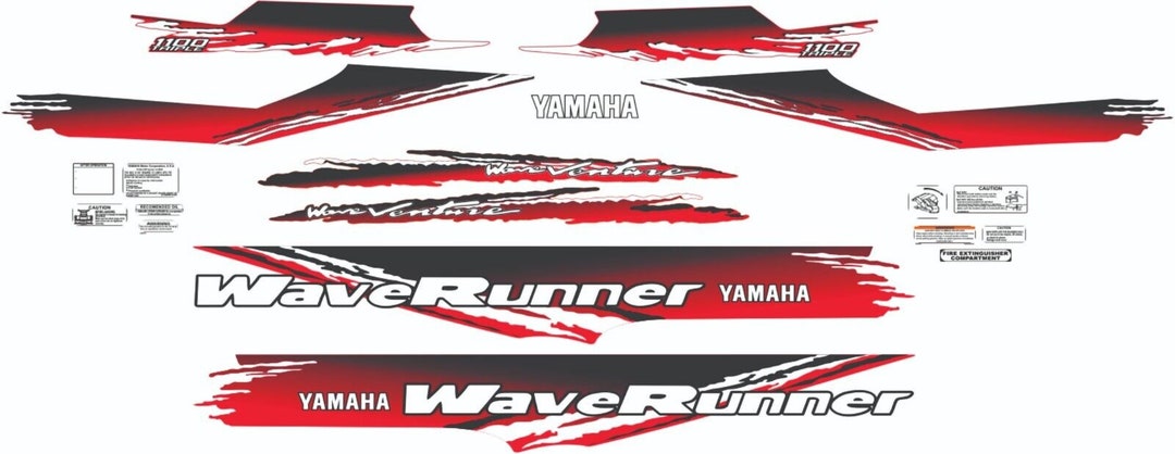 YAMAHA WAVEVENTURE 1996 1100 Graphics/decal / Sticker Kit Cust Red,blk ...