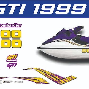 Kit adesivi/grafiche/decalcomanie SEADOO GTI 1999 viola e giallo immagine 1