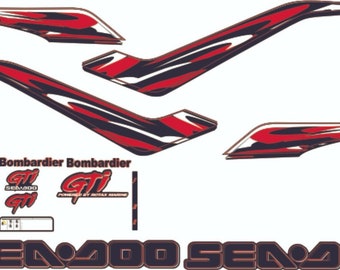 SEADOO GTI 2000 Graphics / Decal / Sticker Kit black red white