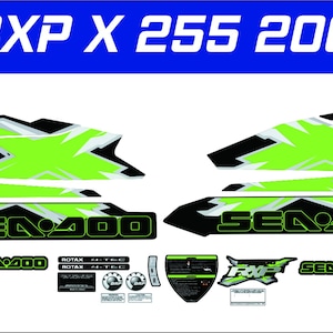Kit de gráficos/calcomanías/pegatinas para SEADOO RXP X 255 2008, negro y verde lima imagen 1